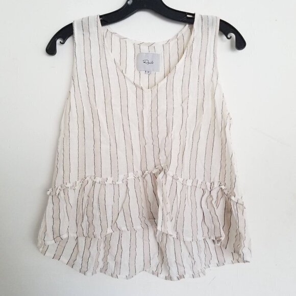 Rails Mira Costa Stripe Metallic Linen Peplum Tank - Picture 8 of 17